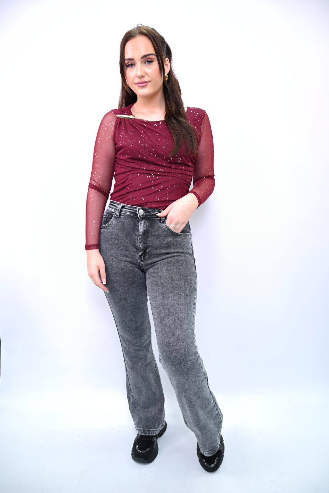 Vintage Grey Slim-Flare Jeans T6267-3