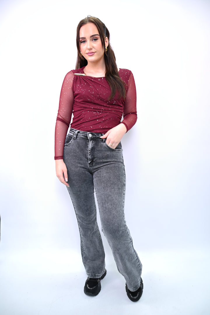 Vintage Grey Slim-Flare Jeans T6267-3