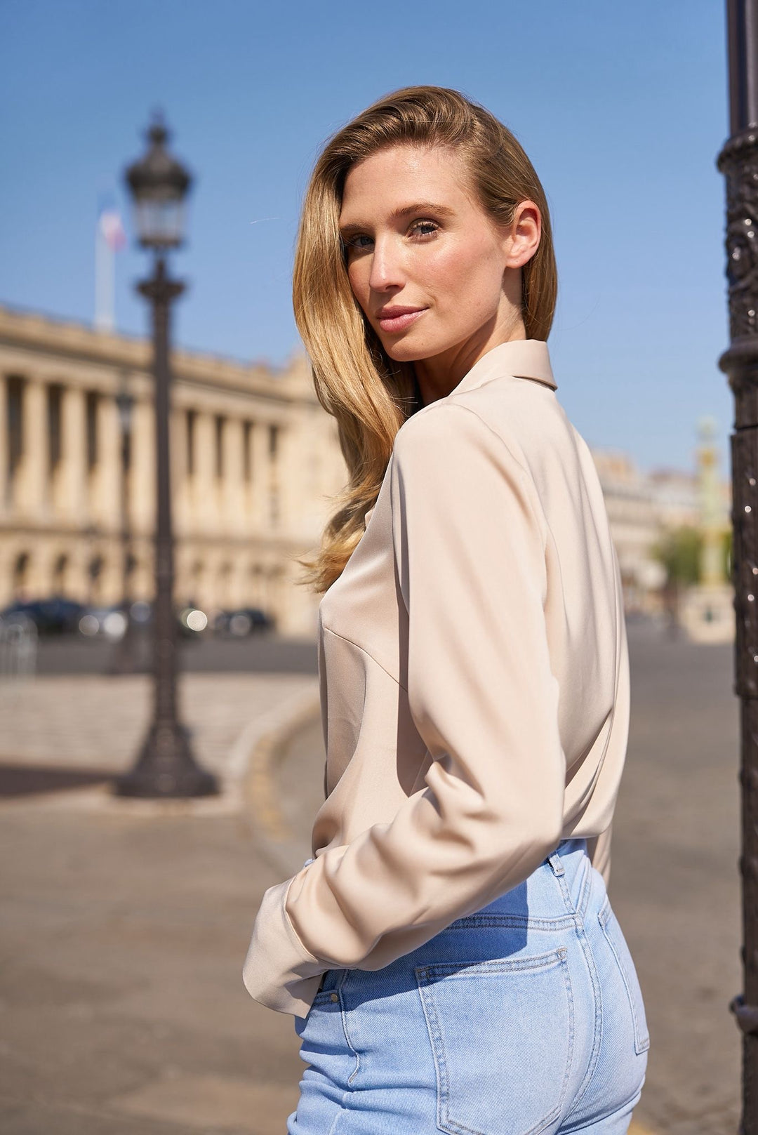 Blouse satijn Champagne Drift CH-7973