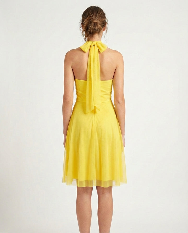 Vert Velours – Halterjurk met Plissé 3444