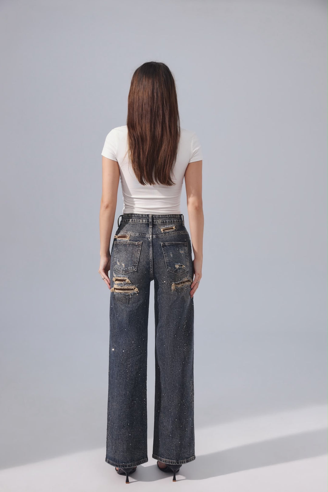 Celeste Rhinestone Wide Leg Jeans Sarah John ST1130