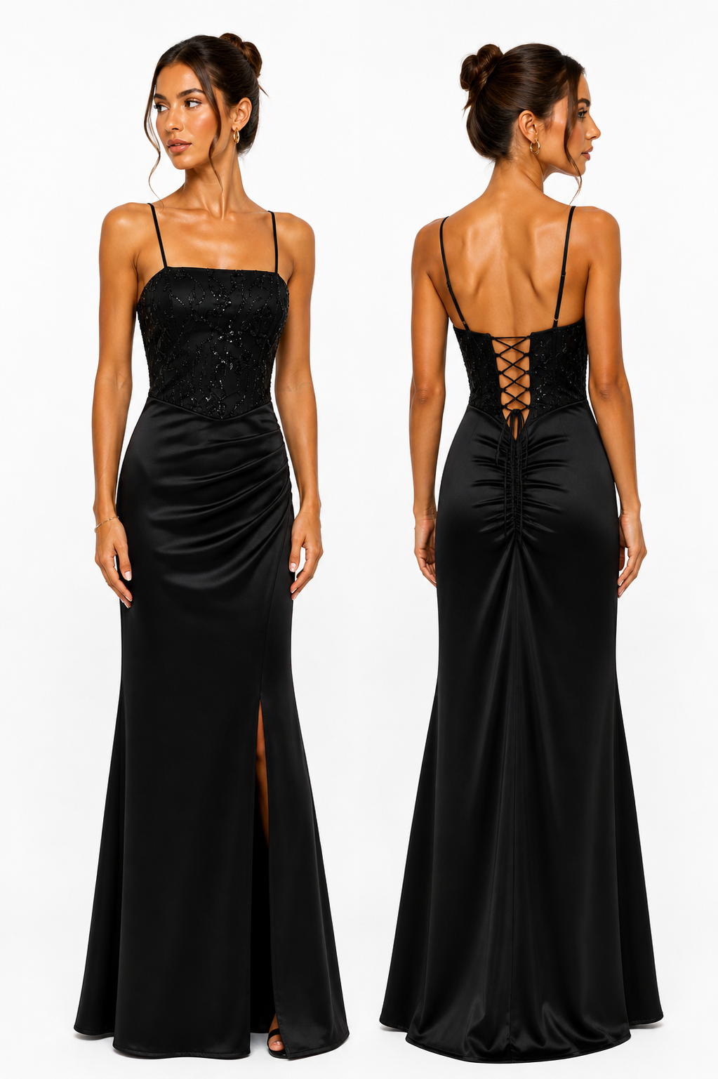 Midnight Lace Satin Dress – Luxe Corset Edition 6518