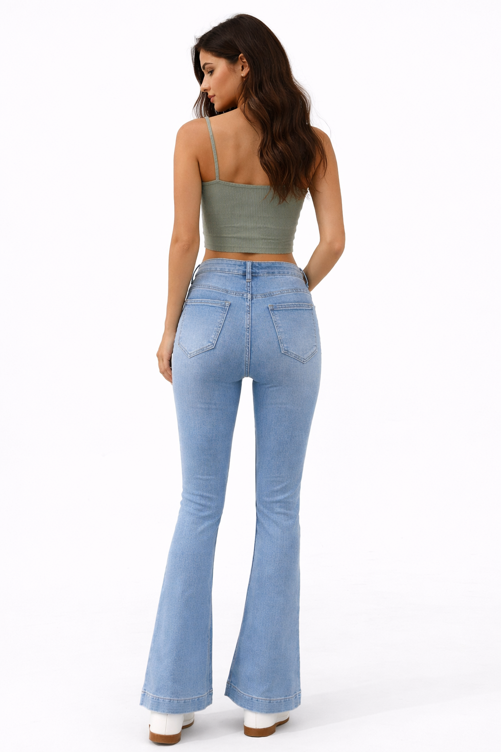 Flared Jeans met Borduursels – Elegant Flower Detail FOLYROSE Y6829