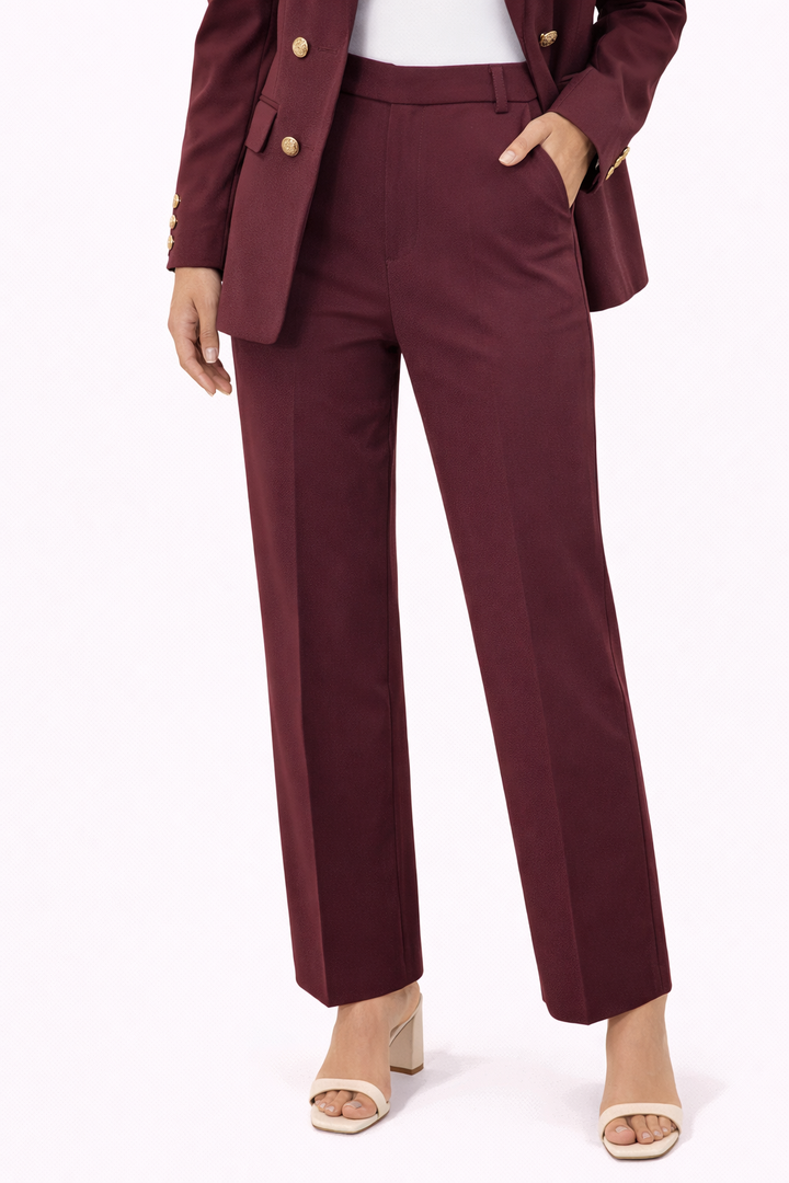 Burgundy Luxe Tailored Pantalon 8812