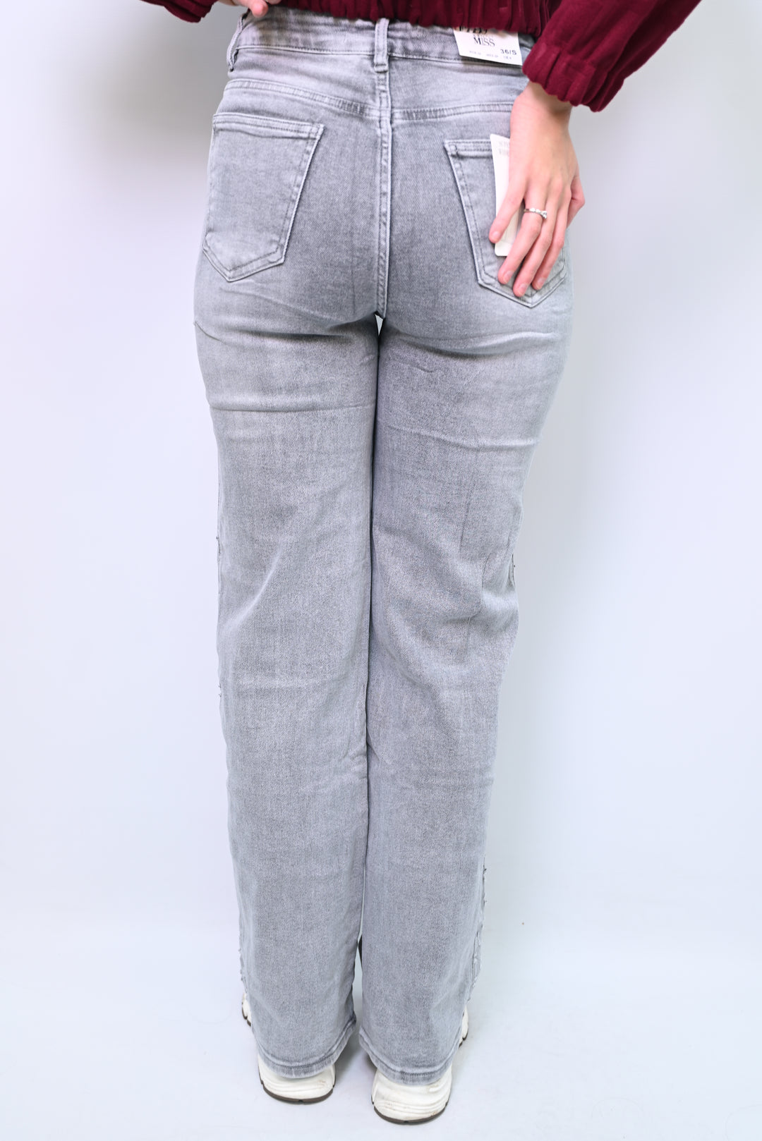 Shadow Line Wide-Leg Jeans HelloMiss H953-2