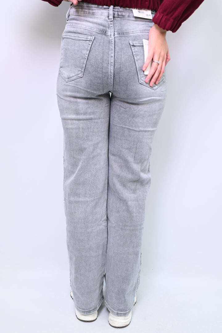 Shadow Line Wide-Leg Jeans HelloMiss H953-2