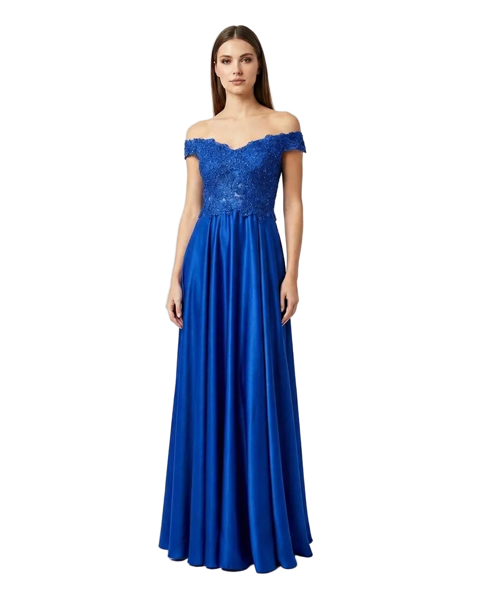 Bleu Minuit – Off-Shoulder Galajurk in Royalblauw 9259