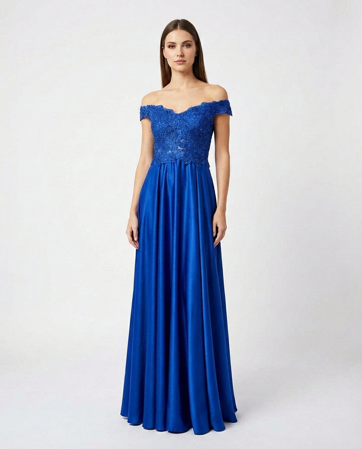 Bleu Minuit – Off-Shoulder Galajurk in Royalblauw 9259