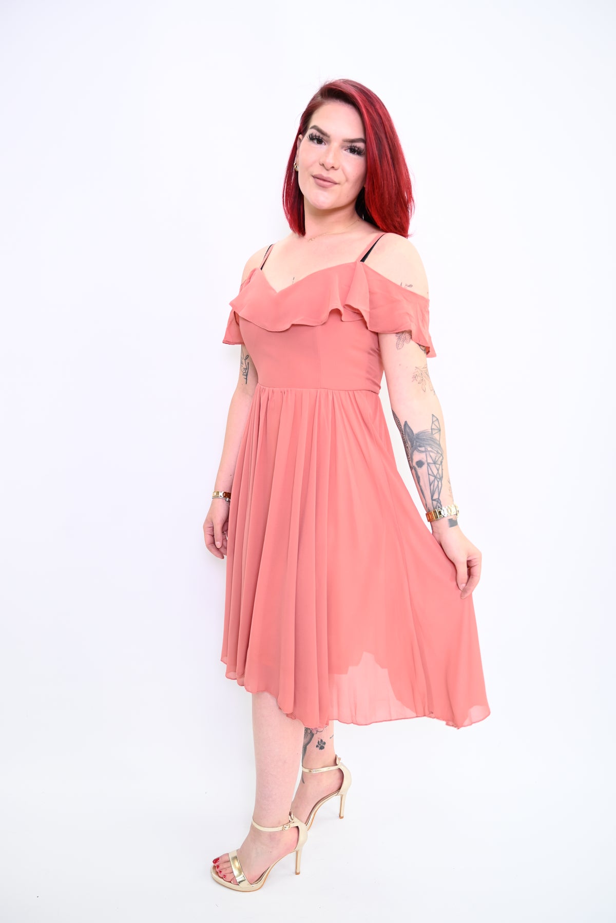 Stijlvolle jurk met ruffle-accent M-8899