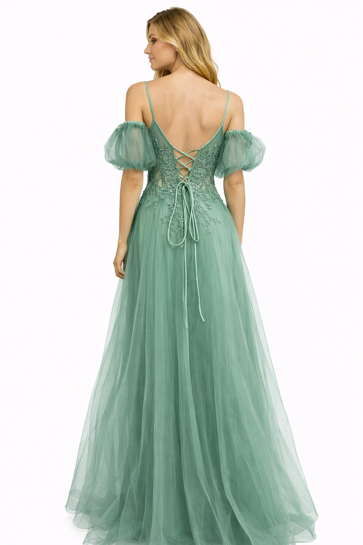 Elara Luxe Tulle Galajurk – Saliegroen 97579