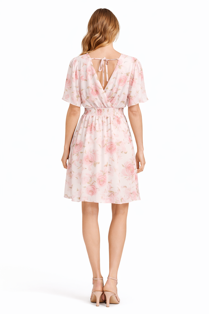 Luna Rose Chiffon Jurk – Roze Bloemenprint 55133