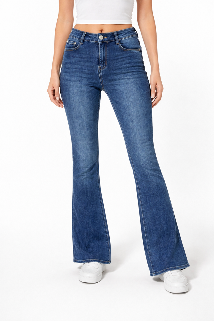 Premium Flare Fit Jeans – Mid Blue Wash G-Smack M637
