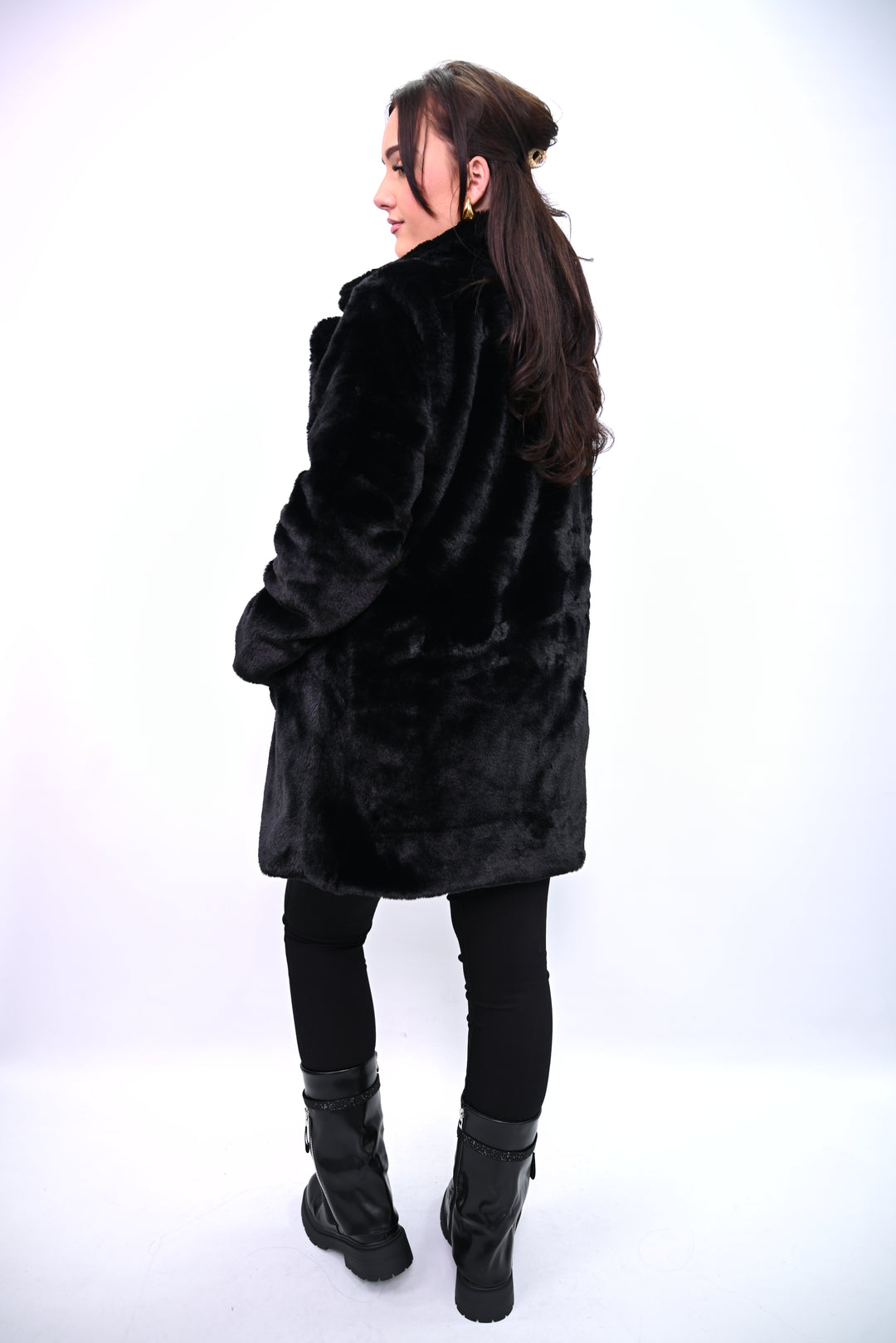 Noir Brume – Korte Faux Fur Jas A2503