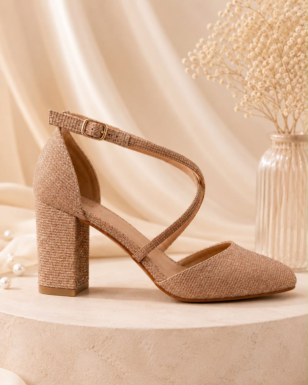 Sienna Glitter Pumps – Roségoud J-216