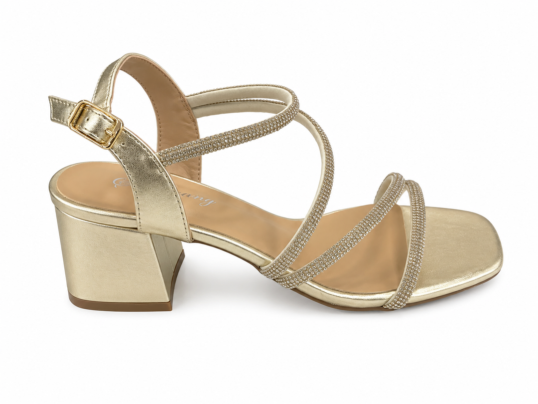 Aurora Glam Block Heels – Champagne Gold DES8522