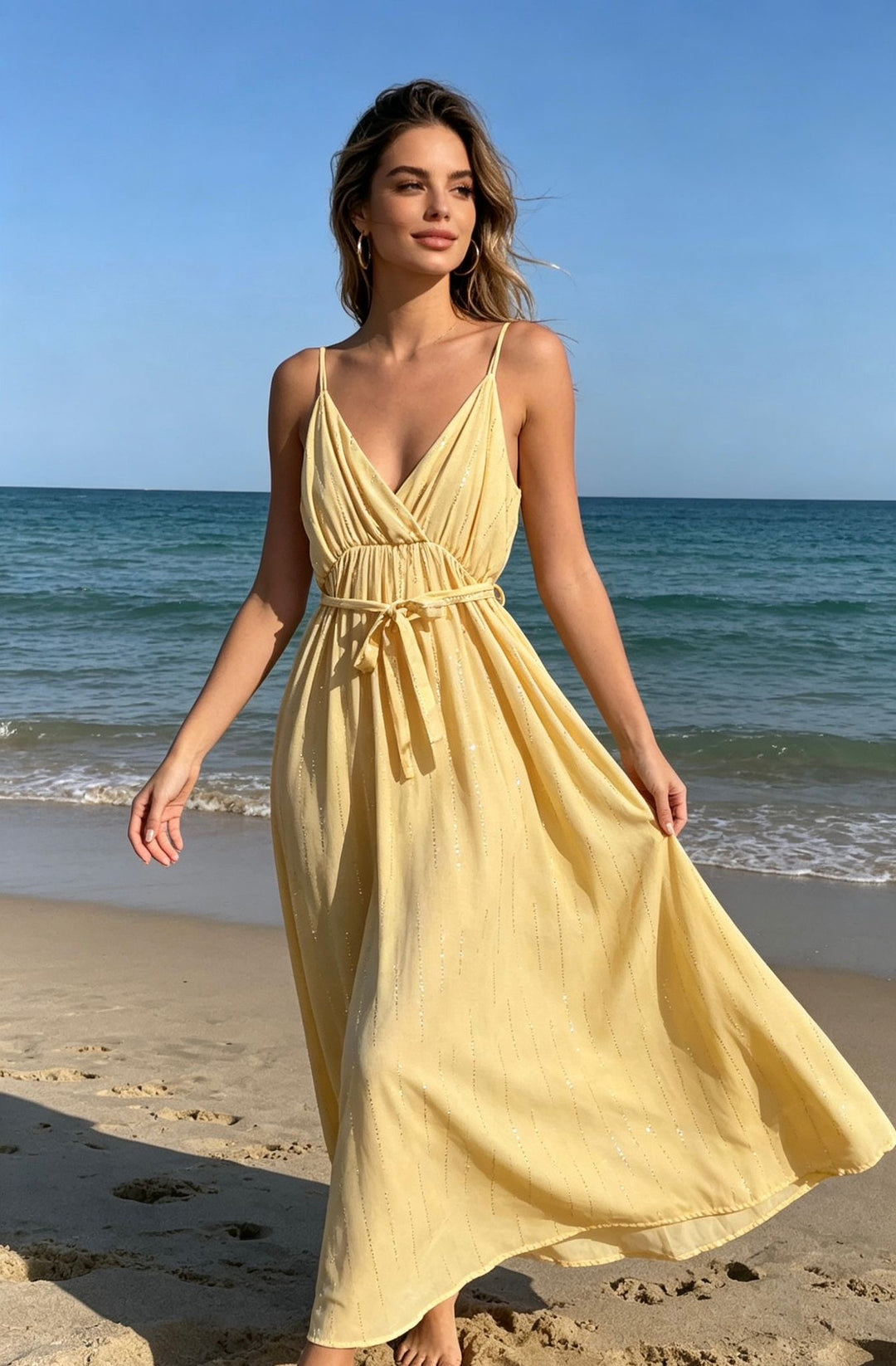 Celeste Shimmer Maxi Dress – Sage Green AZ624