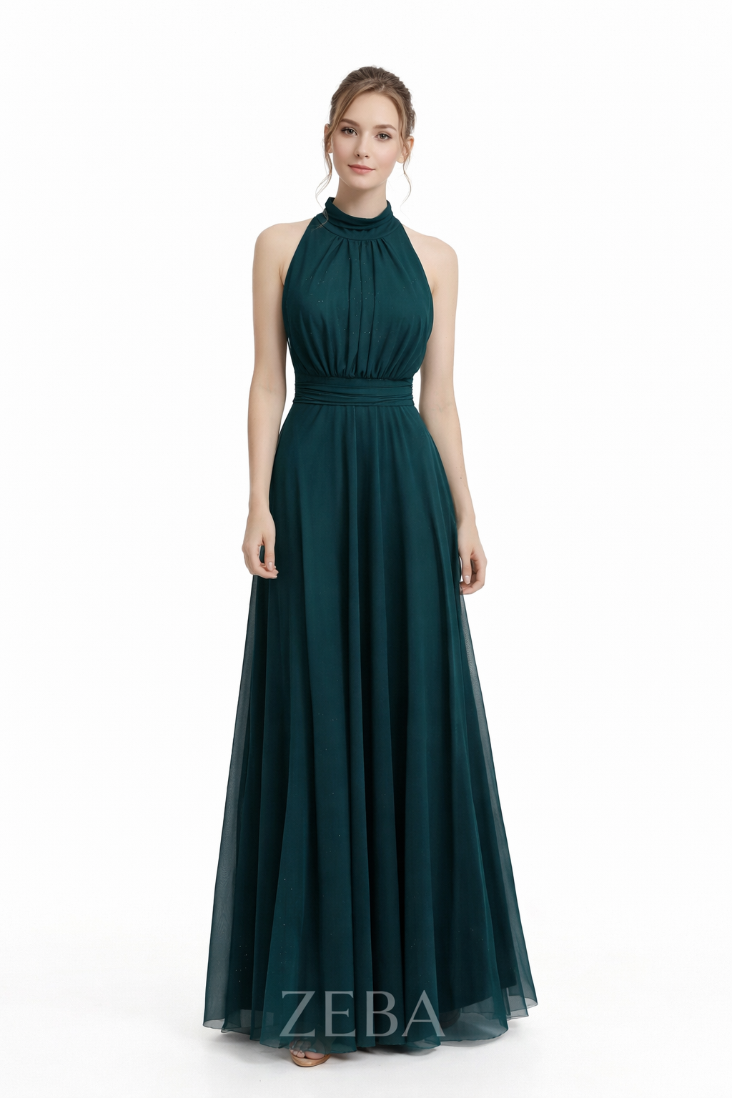 Midnight Grace Halter Glitter Maxi Gown – Elegant Open Back Evening Dress 20037