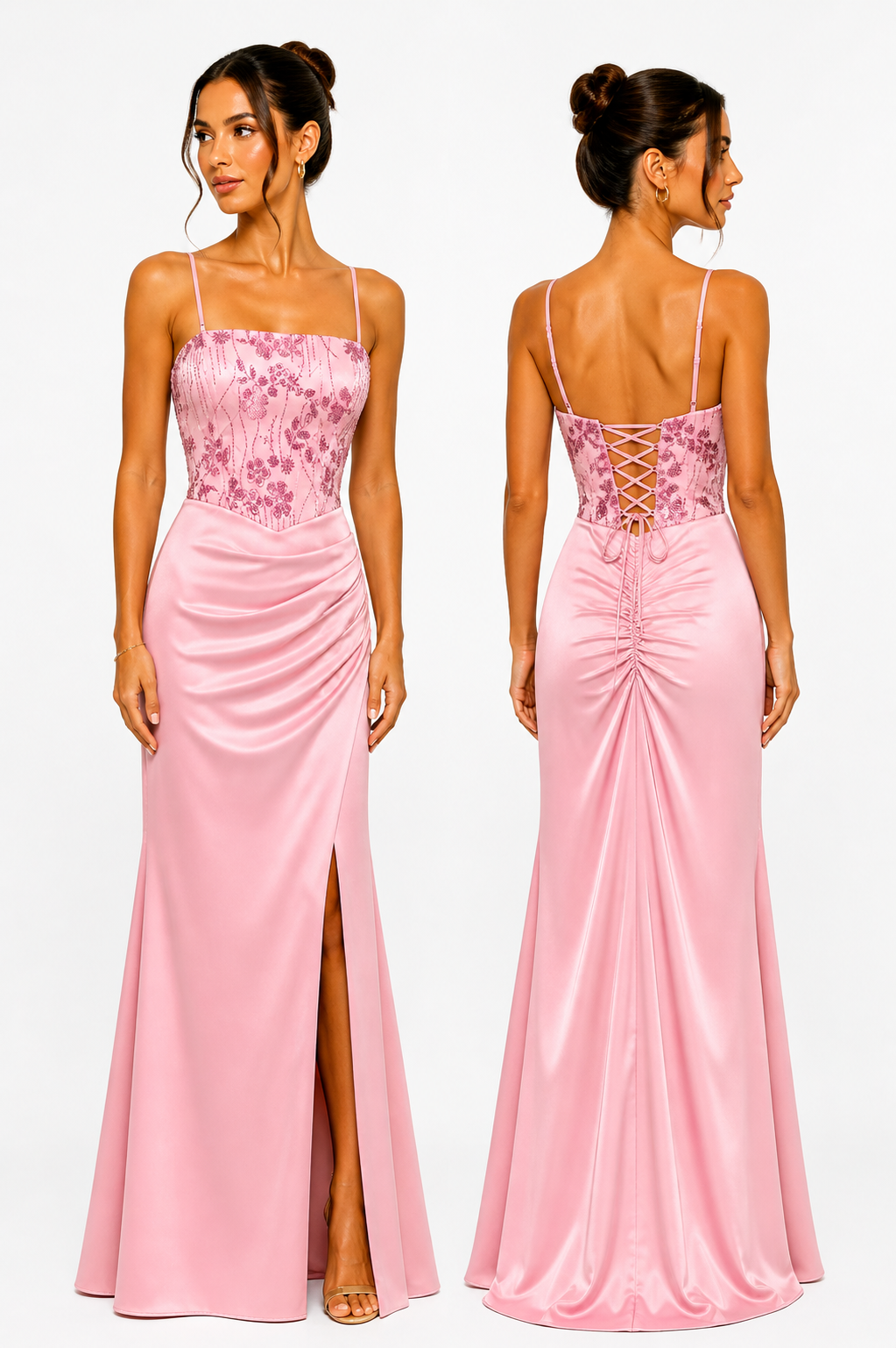 Midnight Lace Satin Dress – Luxe Corset Edition 6518