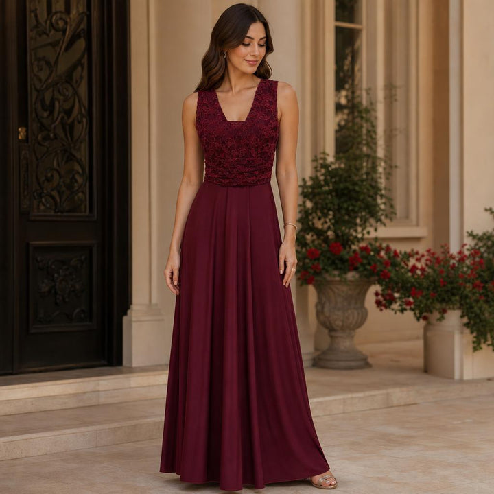 Evelyn Lace Waist Evening Gown 32082
