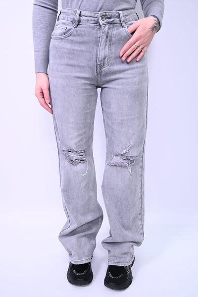 Dames wide leg jeans licht grijs HELLO MISS HM6646-6