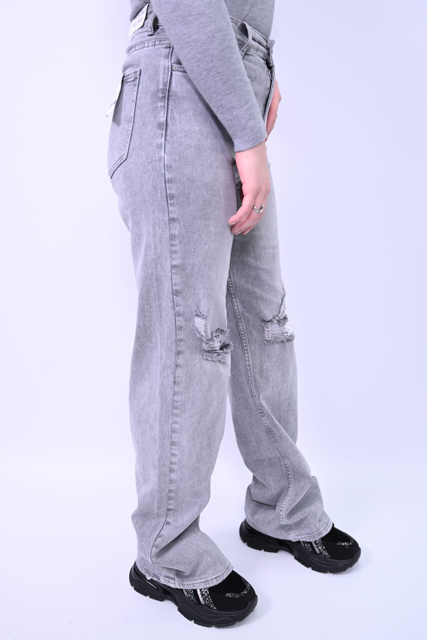 Dames wide leg jeans licht grijs HELLO MISS HM6646-6