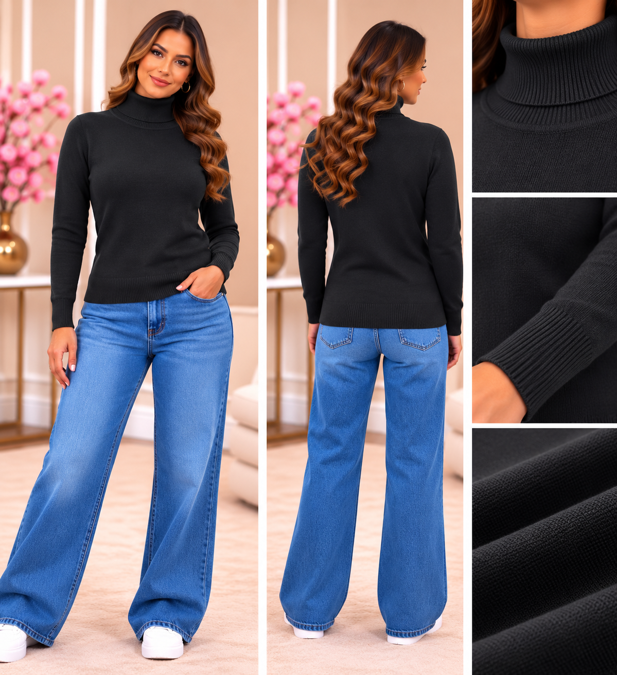 Soft Touch Ribbed Turtleneck Sweater W2005