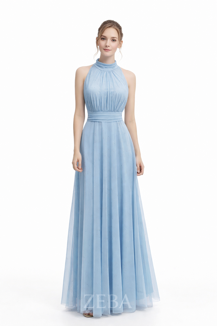 Midnight Grace Halter Glitter Maxi Gown – Elegant Open Back Evening Dress 20037