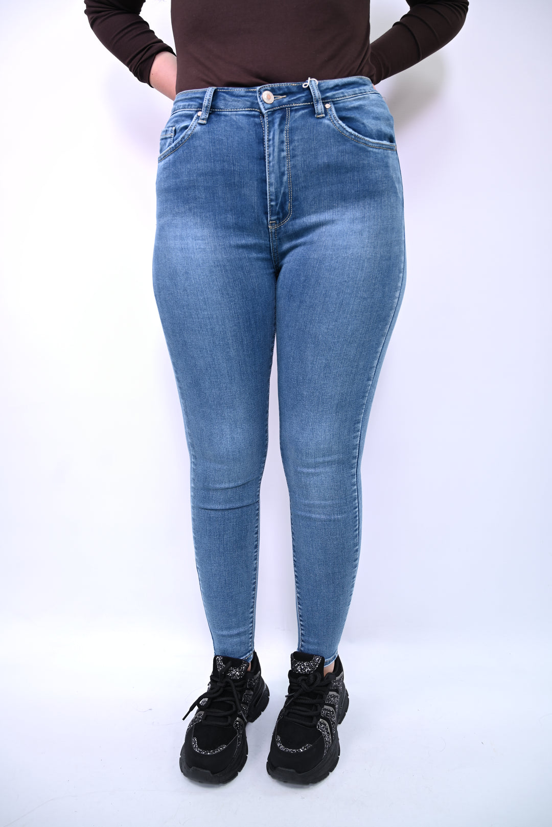 High-Rise Light Wash Skinny Jeans Megusto PT9005A