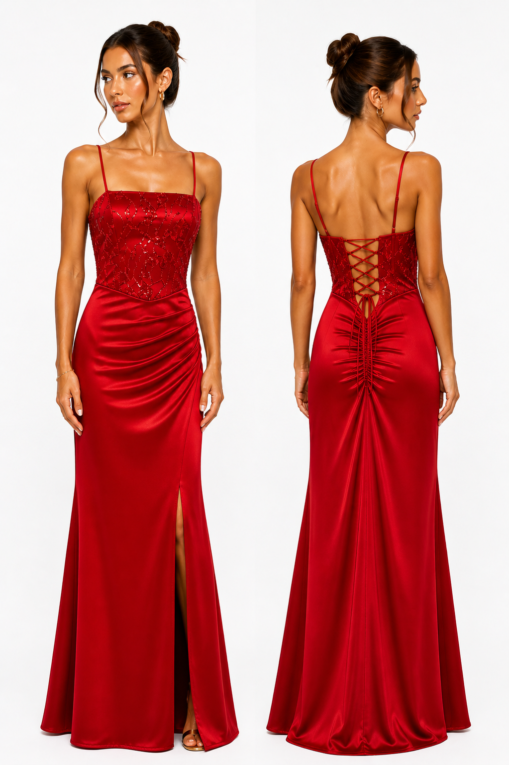 Midnight Lace Satin Dress – Luxe Corset Edition 6518