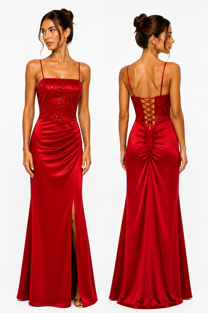 Midnight Lace Satin Dress – Luxe Corset Edition 6518