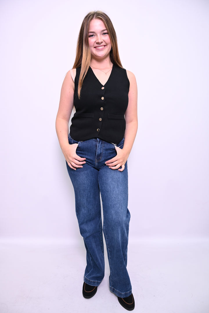 Donkerblauwe Jeans met Licht Uitlopende Pijpen – Tijdloos & Comfortabel My Tina’s LW-1807