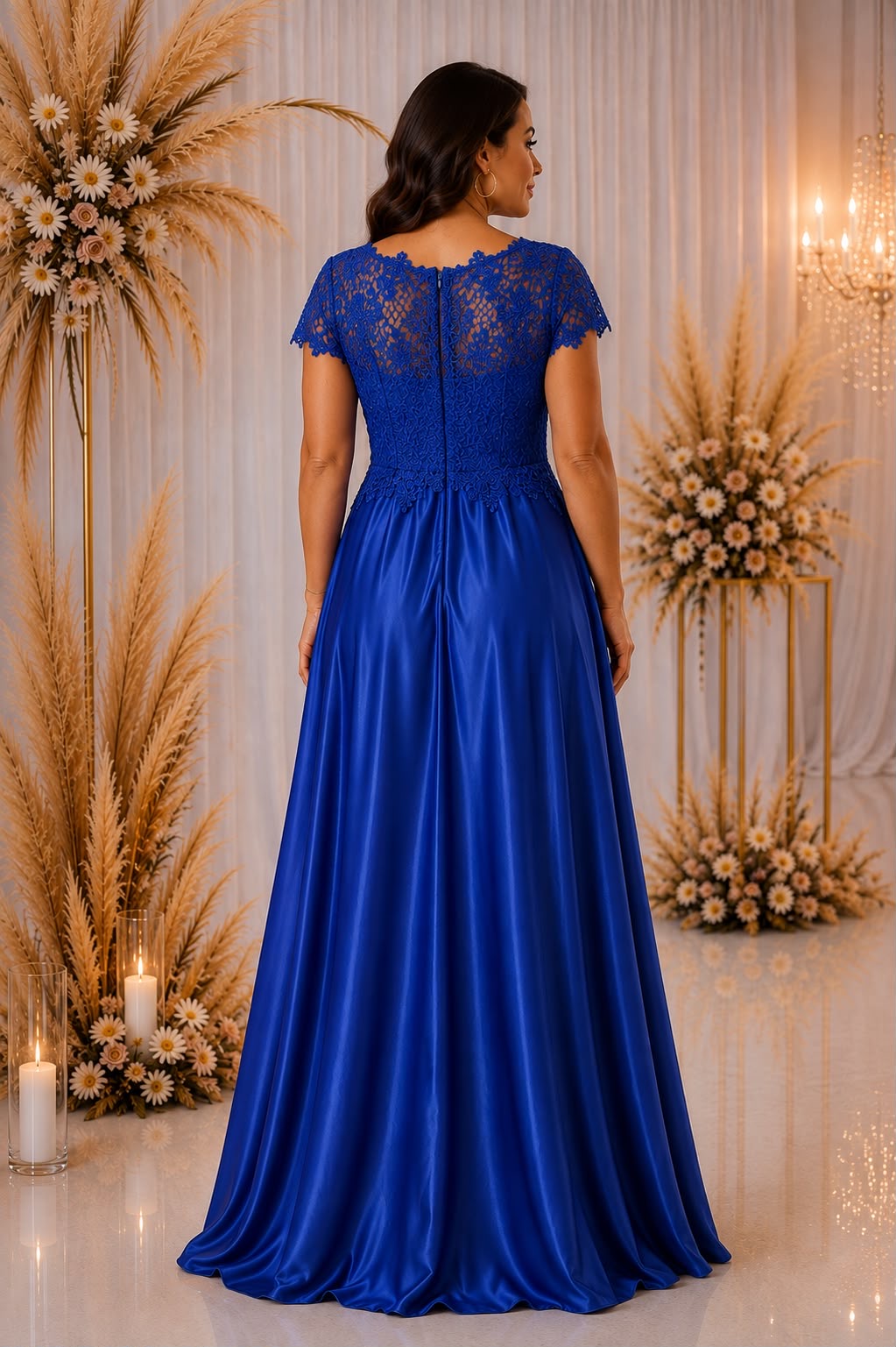 Celeste Lace Satin Gown – Curve Collection 9435