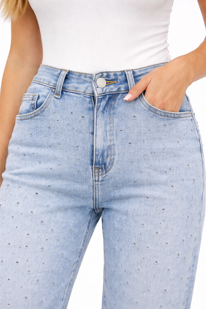 Sparkle Wide Leg Denim – Light Blue HelloMiss HM1503
