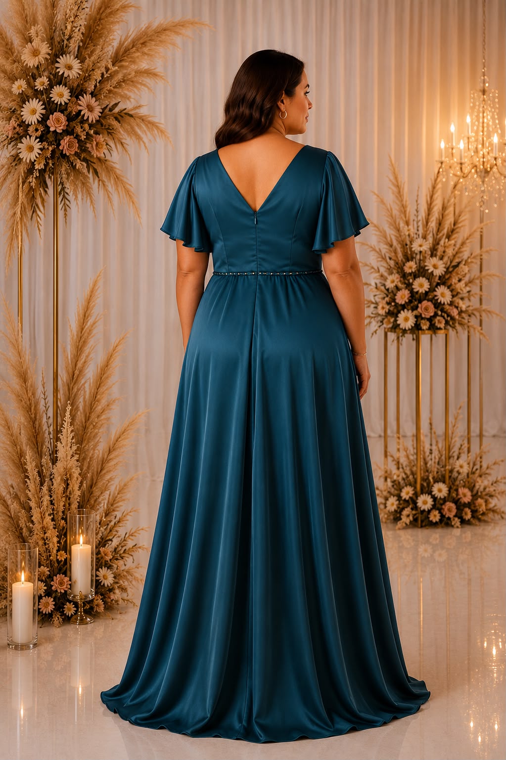 Amara Satin Evening Gown – Curve Collection R8331G