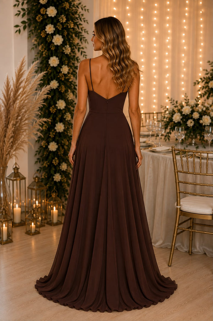 Amelia Draped Satin Gown M-8998