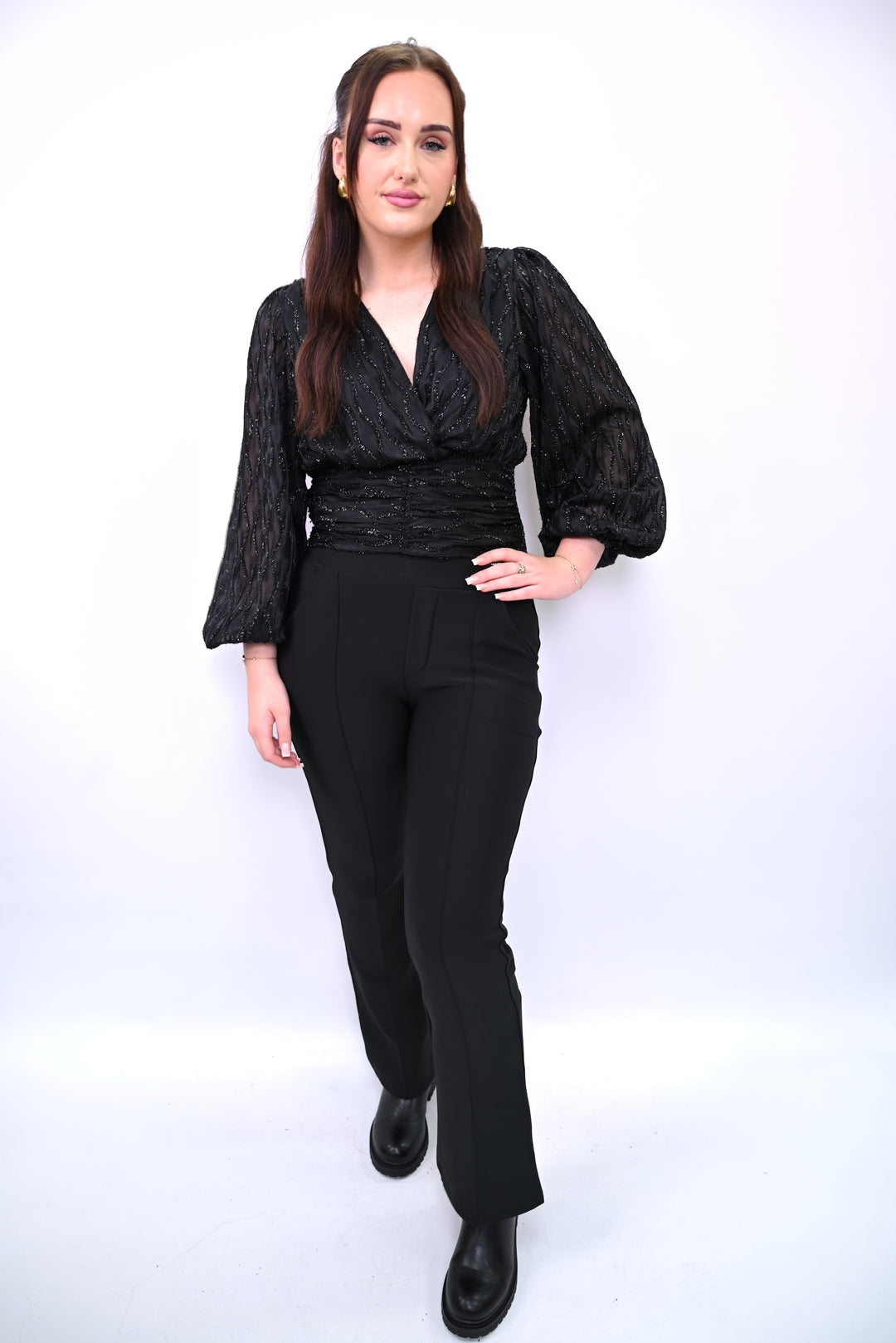 Midnight Contour” – Tailored Black Pants R259
