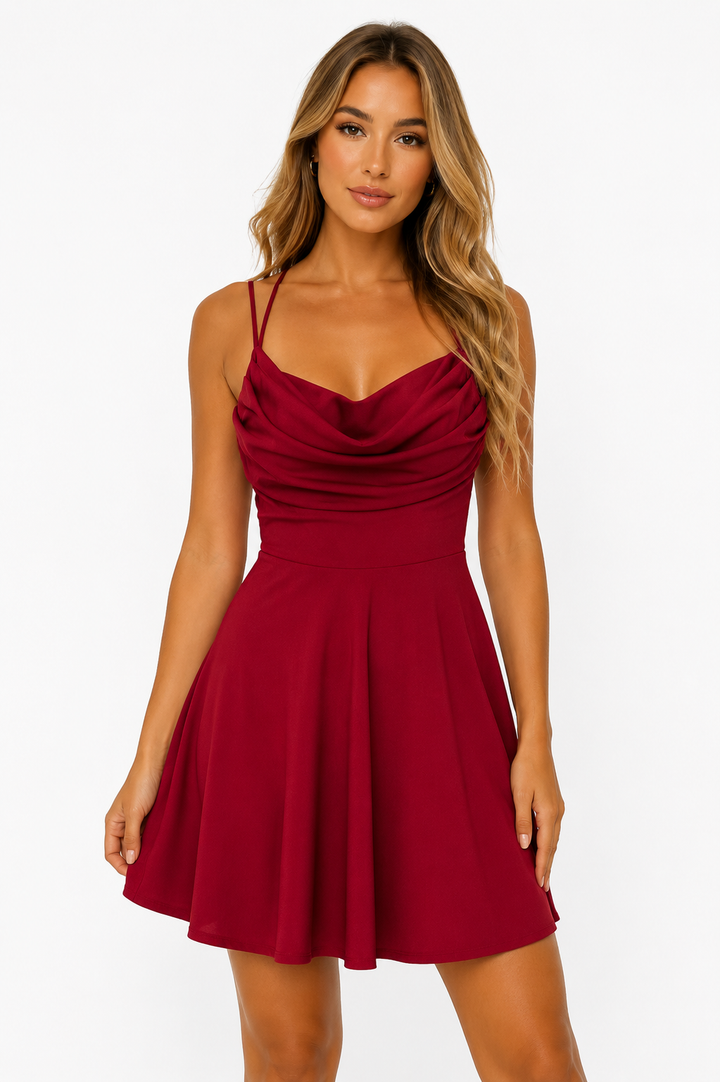 Liora Cowl Neck Dress – Chocolate Brown 6843