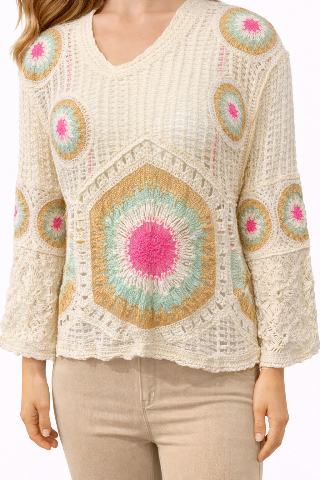 Bohemian Crochet Top – Zwart/Wit Ibiza Style M501
