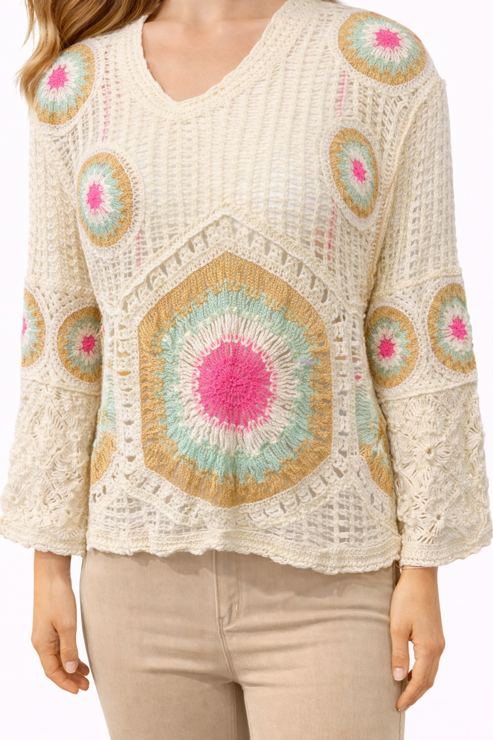 Bohemian Crochet Top – Zwart/Wit Ibiza Style M501
