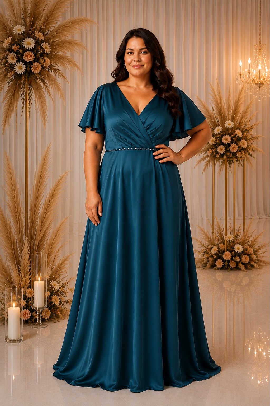 Amara Satin Evening Gown – Curve Collection R8331G