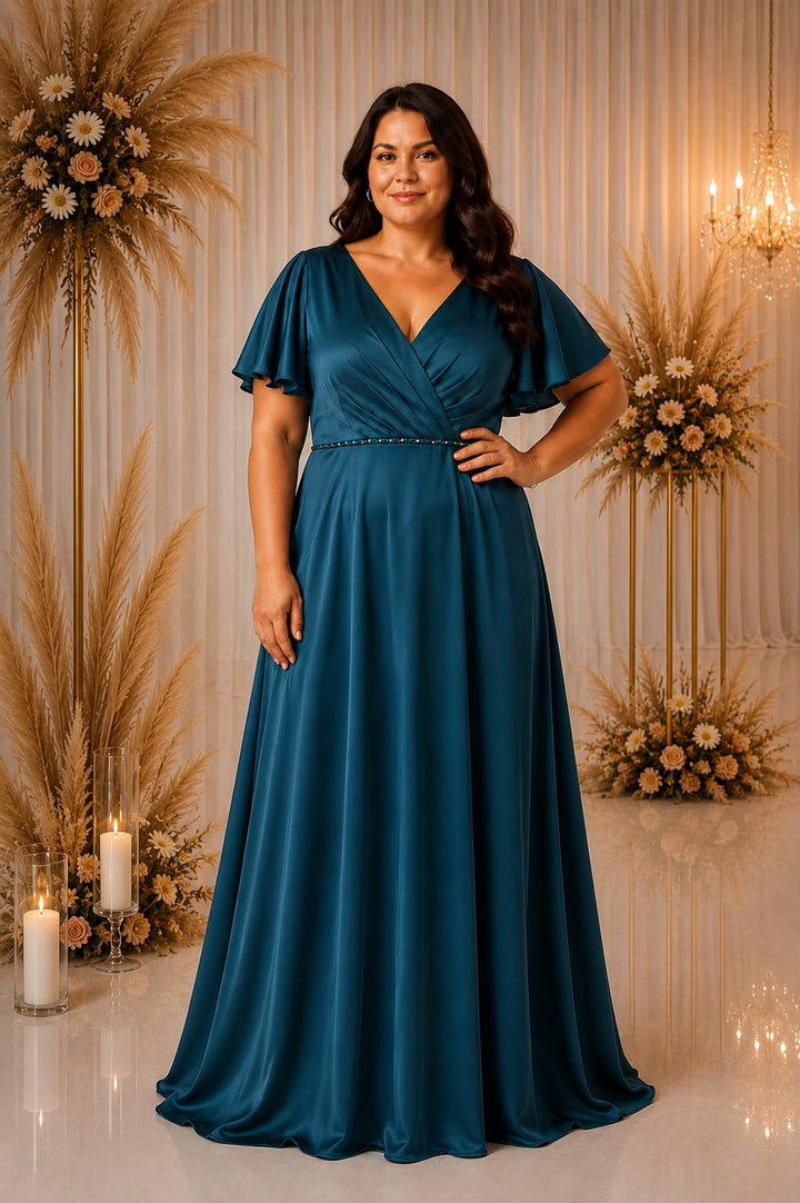 Amara Satin Evening Gown – Curve Collection R8331G