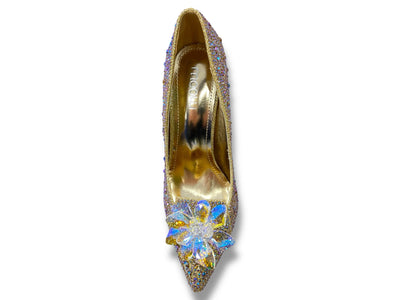 Glinsterende Luxe Hakken met Strass en Bloemdecoratie EG1640B