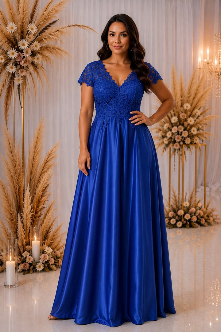 Celeste Lace Satin Gown – Curve Collection 9435