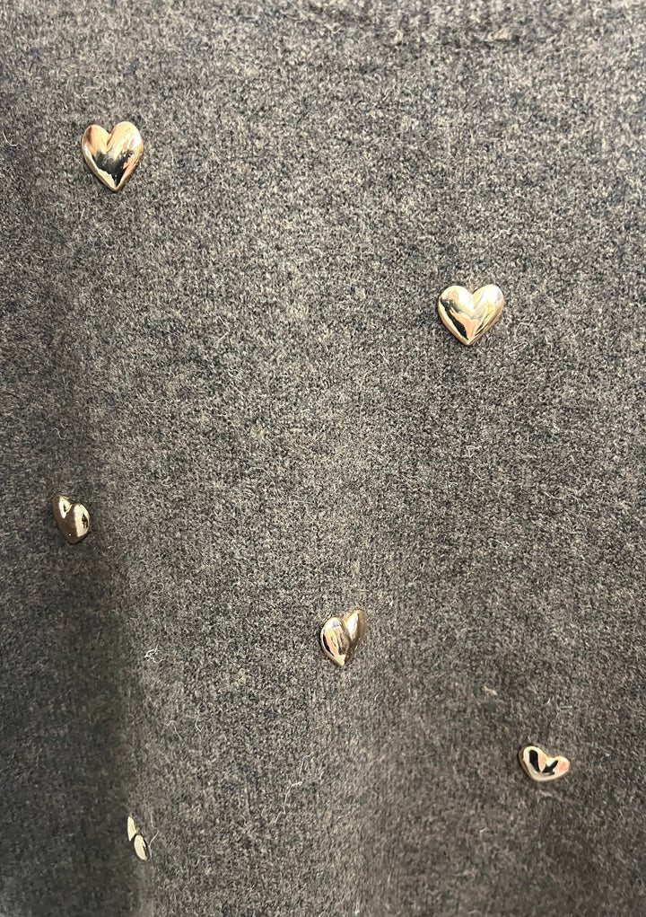 Lichtblauwe korte trui met gouden hartjes SH739