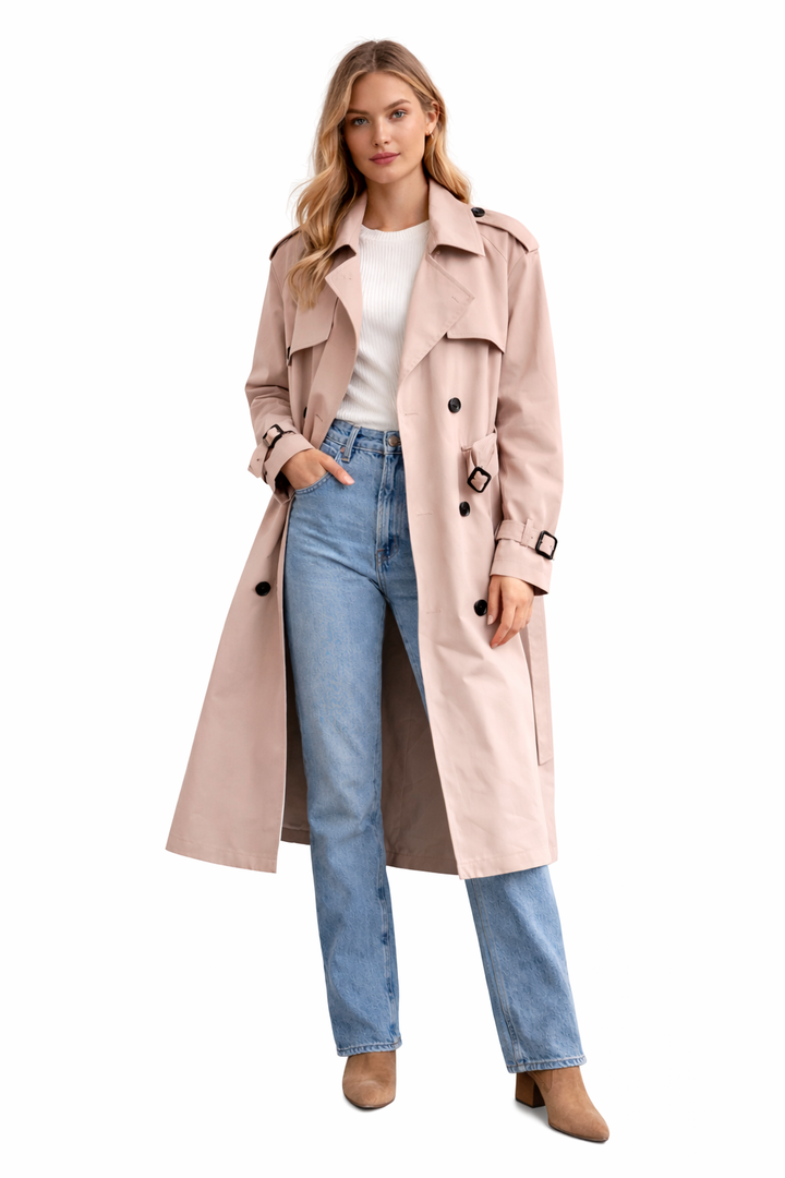 Elegante Dames Trenchcoat – Lange Manteljas 11092
