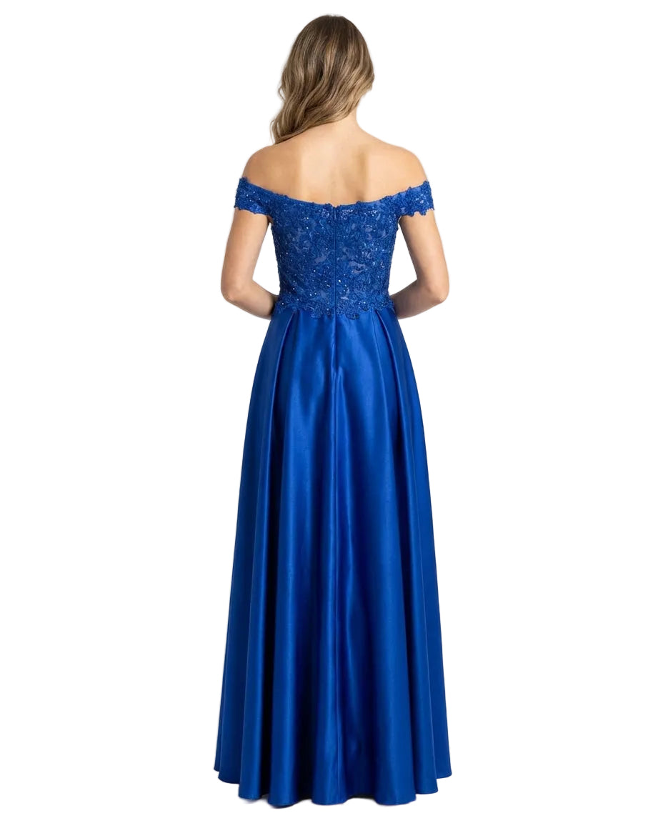 Bleu Minuit – Off-Shoulder Galajurk in Royalblauw 9259