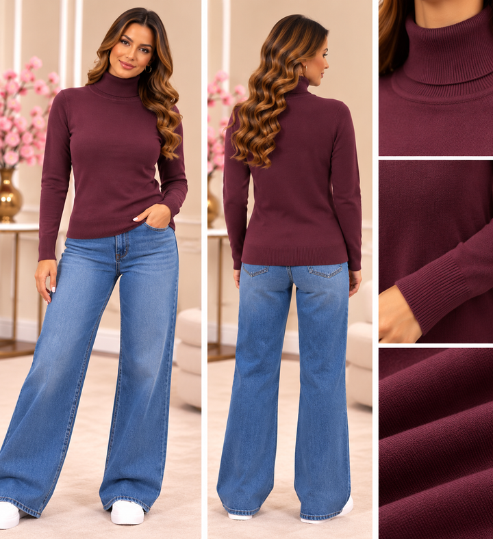 Soft Touch Ribbed Turtleneck Sweater W2005