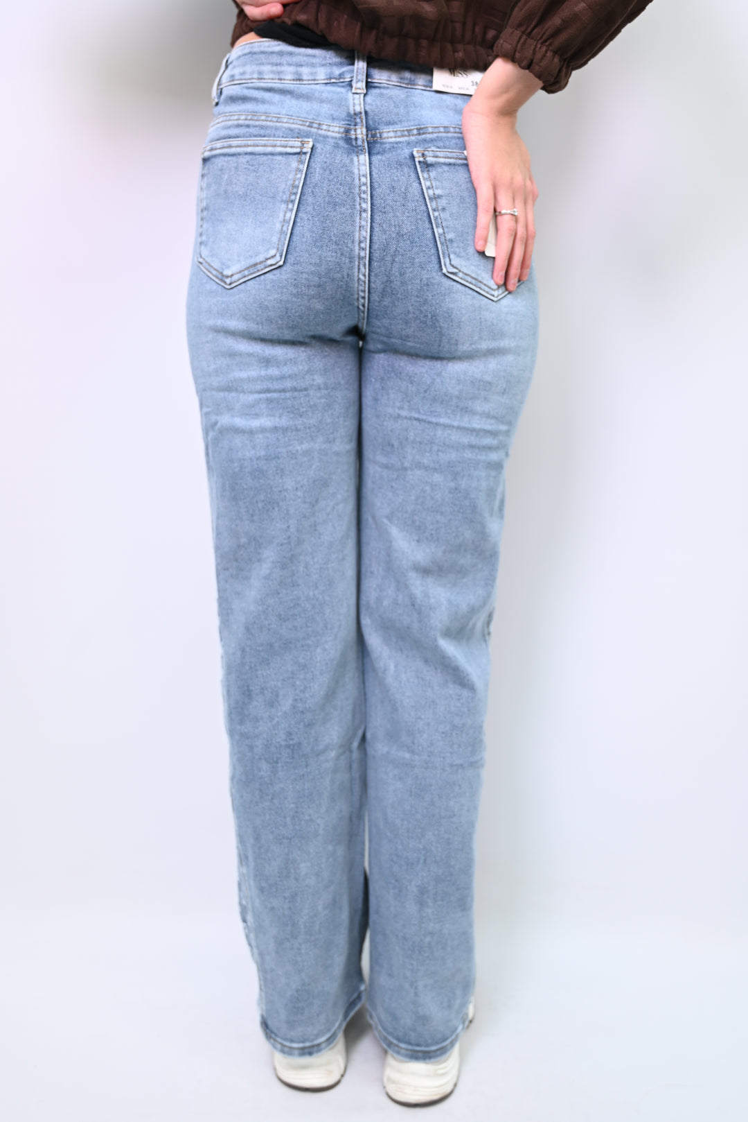 Azure Bloom Side-Stripe Jeans Wideleg HelloMiss H953-3