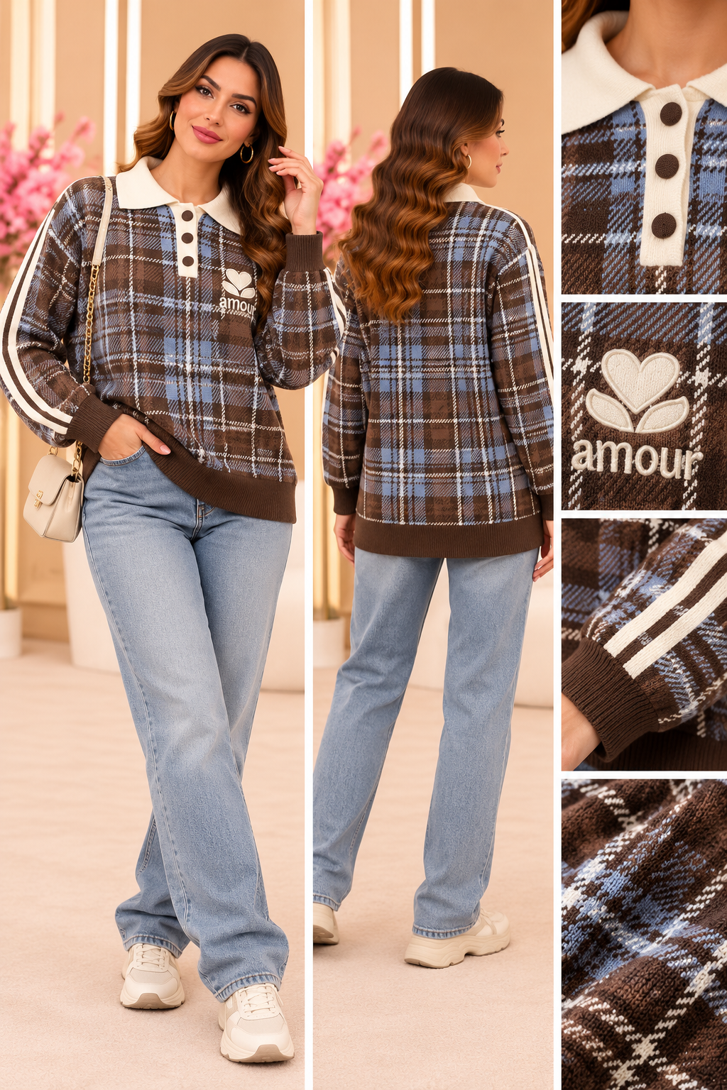 Amour Plaid Collar Sweater AM1263