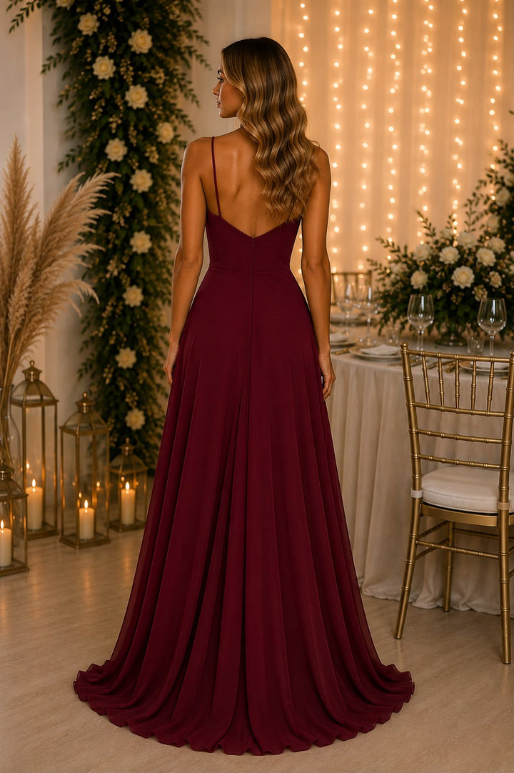 Amelia Draped Satin Gown M-8998